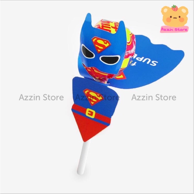 Giấy Thiệp Trang Trí Kẹo Mút Hình Siêu Anh Hùng Super Man Azzin Store