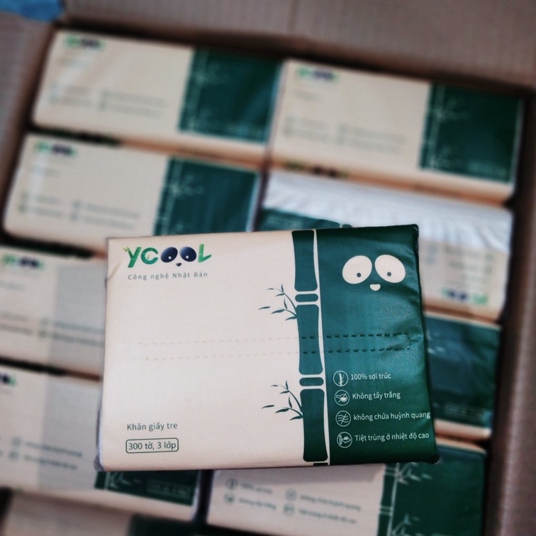 Combo 2 gói giấy rút sợi tre nguyên chất HÀNG CHÍNH HÃNG ngẫu nhiên YCOOL  (1 gói 300 tờ )