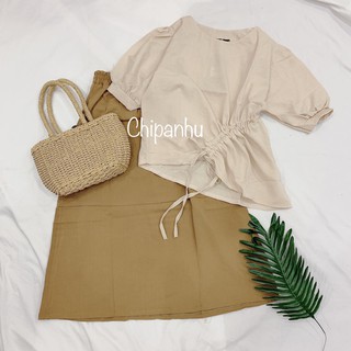 Set0099-set áo rút dây cv nâu