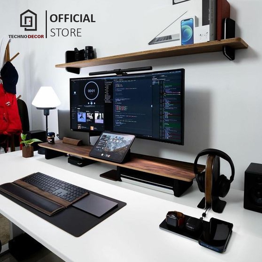 Kệ Kê Màn Hình Máy Tính Gamer Gỗ MDF Dễ Dàng Tháo Lắp Decor Bàn Làm Việc Gaming TechnoDecor Trang Trí Bàn Làm Việc