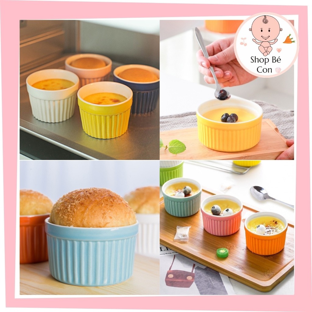 Khuôn Sứ Ramekin, Cốc Làm Flan, Pudding, Đựng Thức Ăn Cao Cấp Không Có Nắp 100 ML