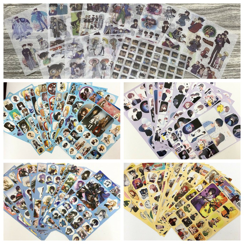 Ảnh dán sticker lẻ tấm CONAN THÁM TỬ LỪNG DANH CON TIM RUNG ĐỘNG TOUKEN RANBU THIÊN SỨ SÁT NHÂN NARUTO anime dễ thương