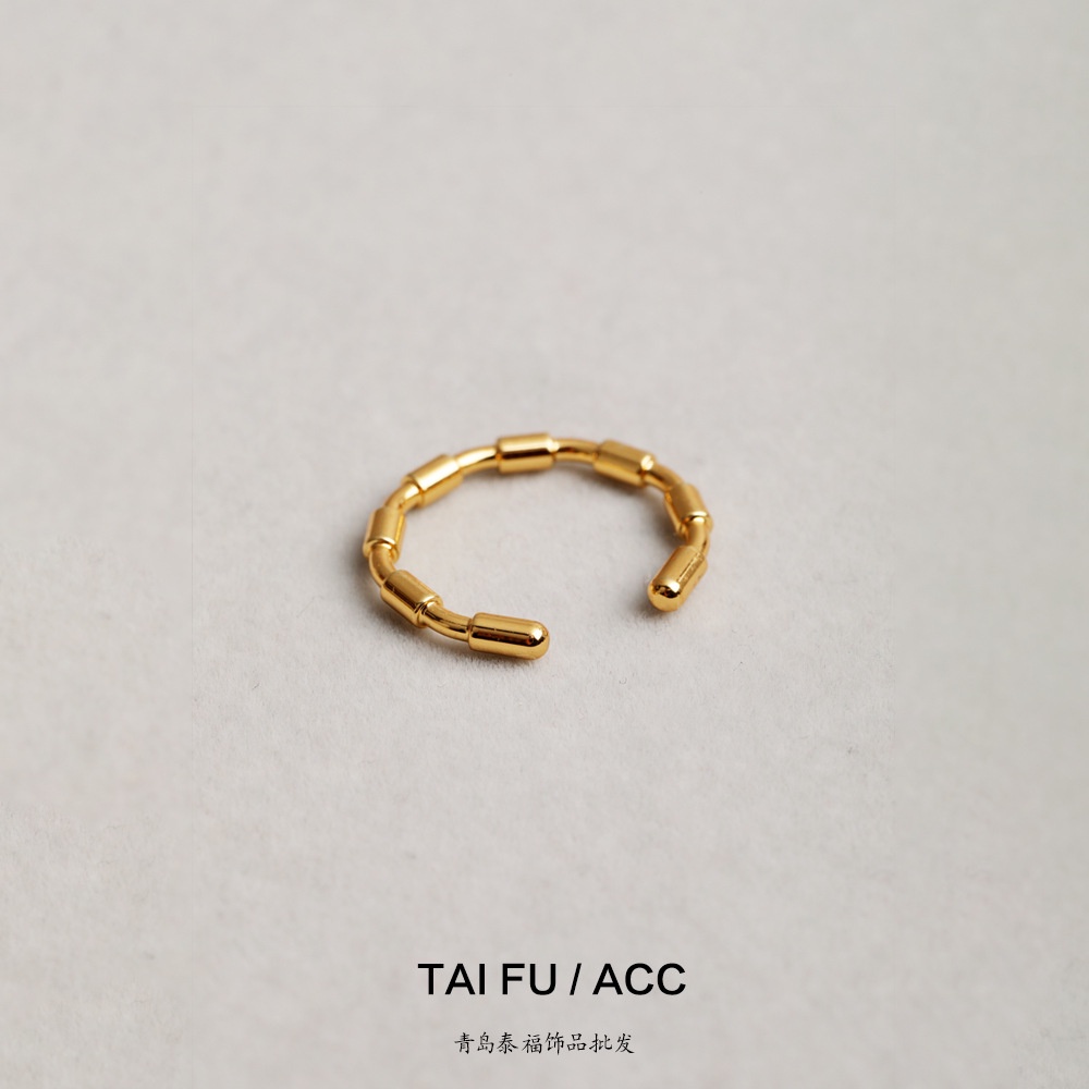 Nhẫn Đeo Ngón Tay Bằng Đồng Thau Mạ Vàng Phong Cách Thời Trang Đơn Giản Hiện Đại