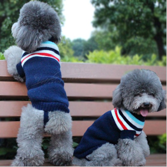 Áo len kẻ ngang cho thú cưng - 2 màu, có thể làm áo đôi cho chó mèo