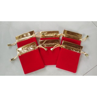 [COMBO 10 TÚI]  Túi NHUNG ĐỎ viền VÀNG