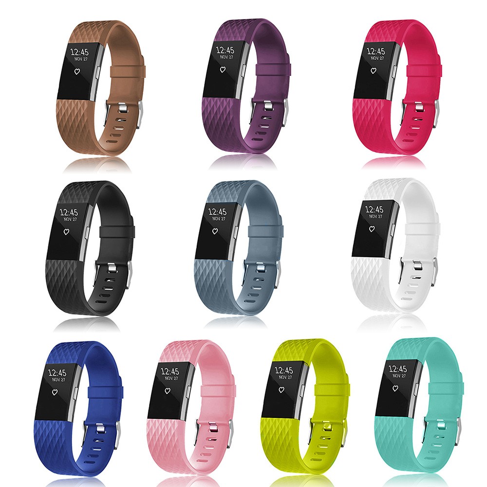 Dây Đeo Silicon Mềm 3d Cho Đồng Hồ Thông Minh Fitbit Charge 2 Kèm 10 Màu