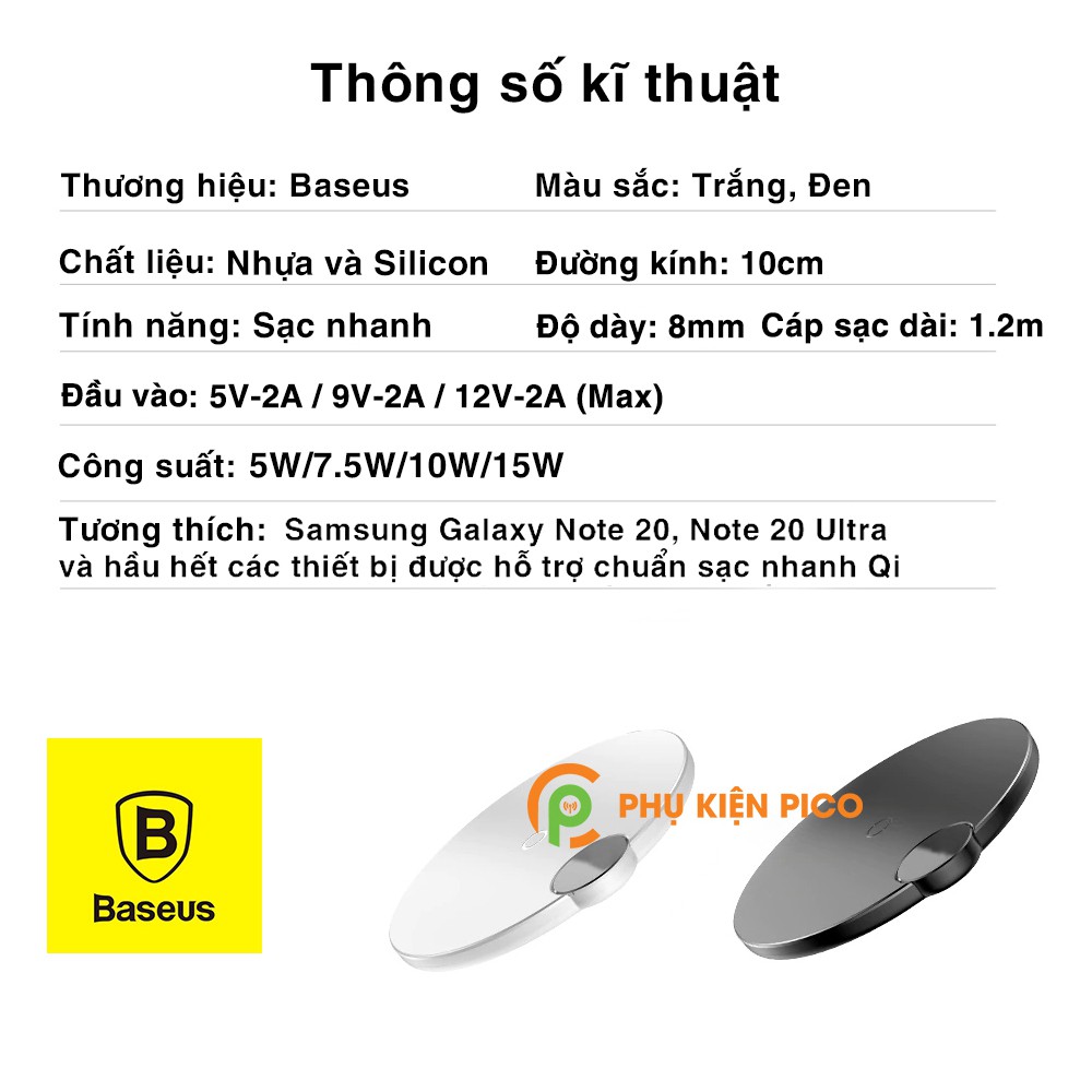 Đế sạc nhanh không dây Samsung Galaxy Note 20 / Samsung Note 20 Utra 15W chính hãng Baseus chuẩn Qi – Cốc sạc Samsung