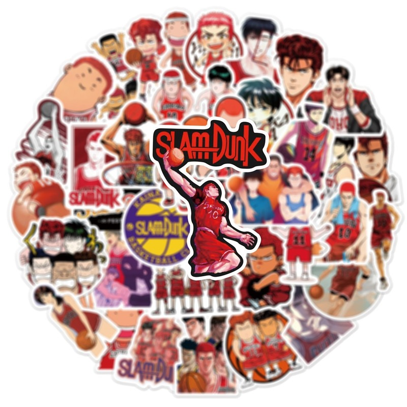 Bộ 50 miếng dán trang trí hình anime Slam Dunk không thấm nước