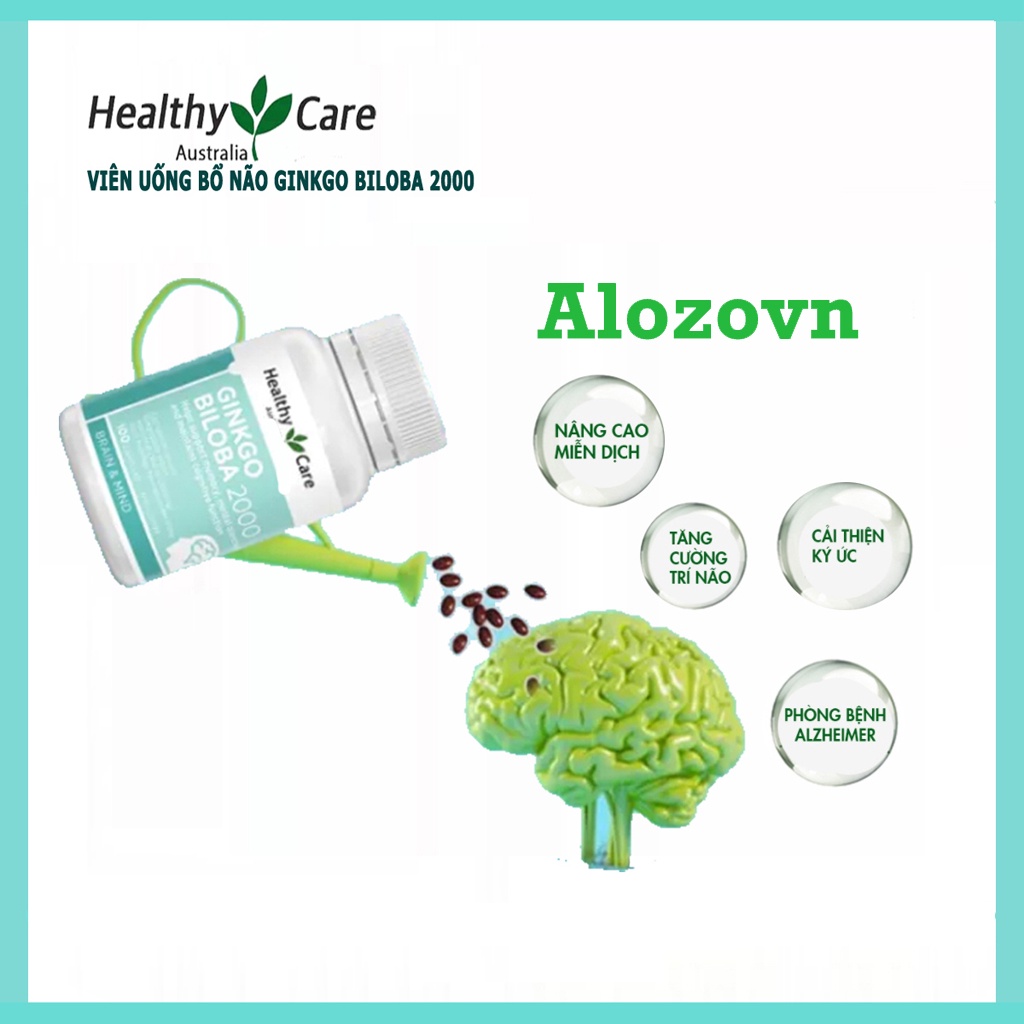 Viên uống Bổ Não Healthy Care Ginkgo Biloba 2000mg Úc, 100 viên