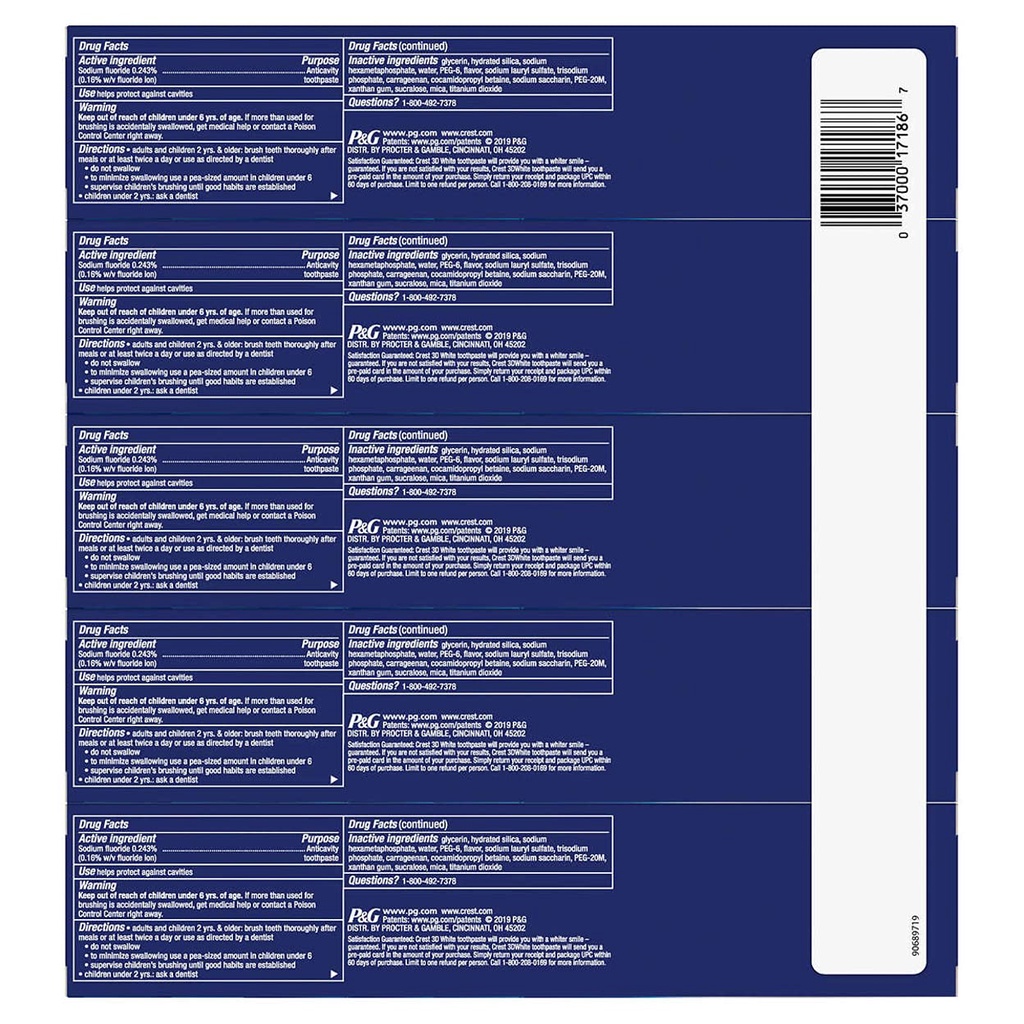 [MỚI] KEM ĐÁNH RĂNG CREST 3D WHITE ADVANCED 158gr HÀNG MỸ 100% AUTHENTIC