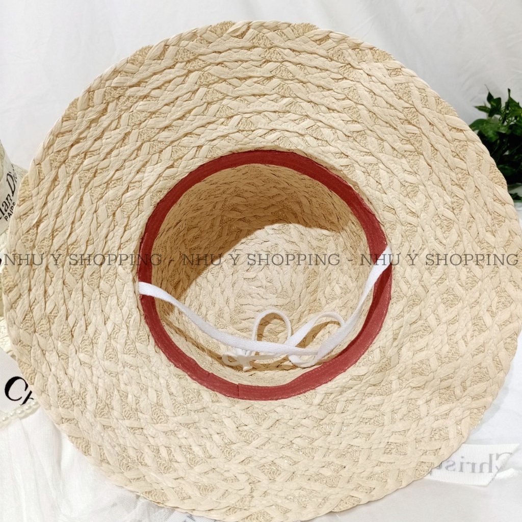 Nón cói,mũ cói nữ đi biển vành nhỏ hàng cao cấp loại 1 thắt nơ in chữ sành điệu-q12m d0 xịn