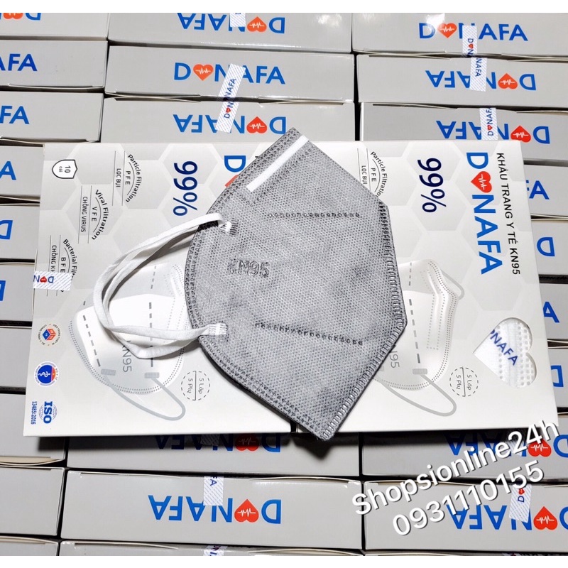 ✅ Khẩu trang y tế 5 lớp KN95 , N95 Donafa màu xám