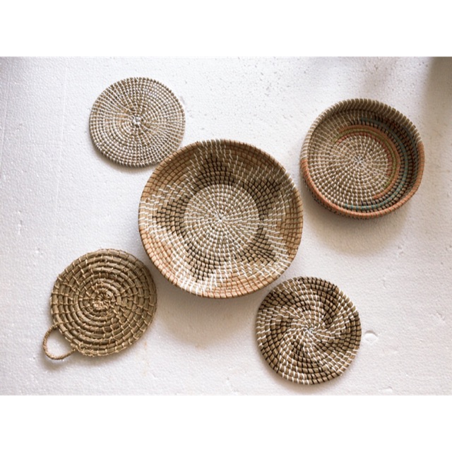 Set 5 đĩa cói treo tường