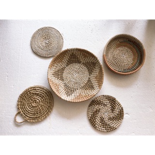 Set 5 đĩa cói treo tường