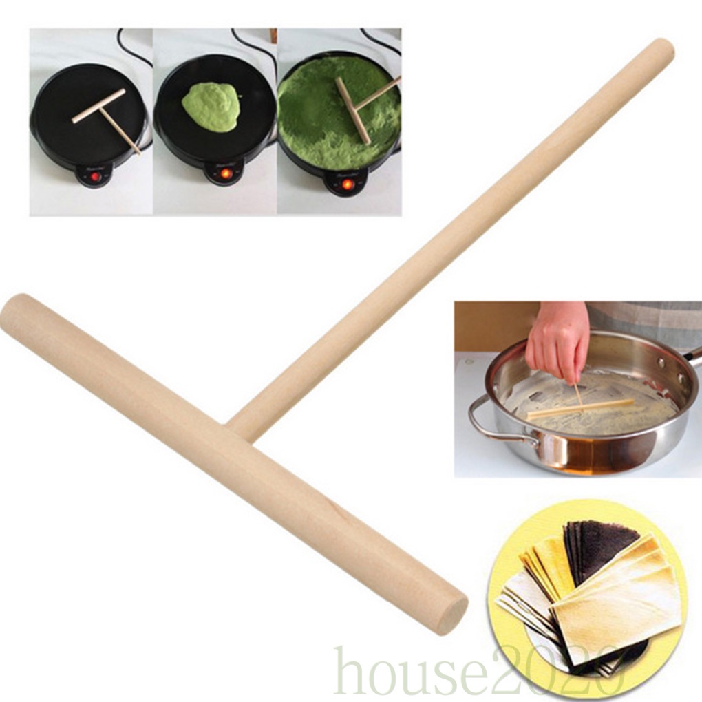 Set 2 Dụng Cụ Làm Bánh Pancake Hình Chữ T Bằng Gỗ Gọn Nhẹ 2020