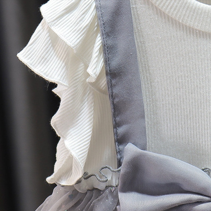 Bộ Áo Sơ Mi Phối Nơ + Chân Váy Xinh Xắn Thời Trang Cho Bé Gái akku