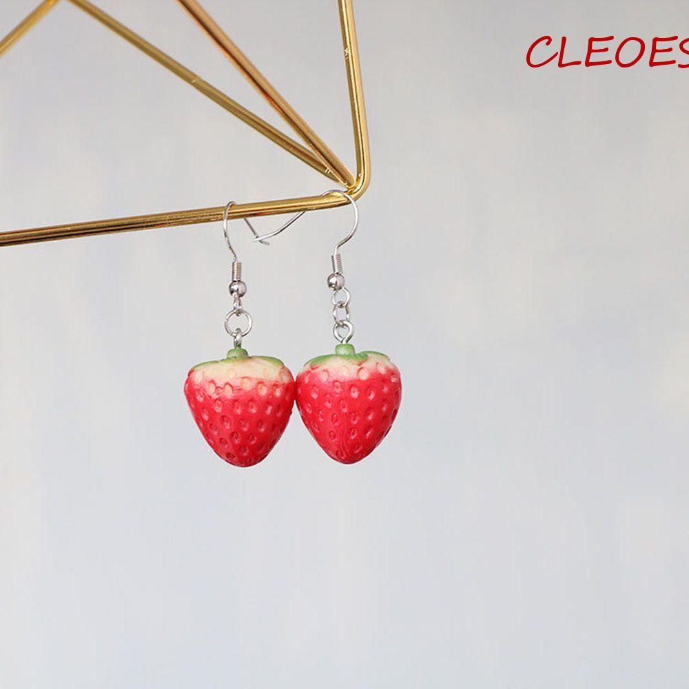 Bông Tai Hợp Kim Dáng Dài Hình Trái Dâu Dễ Thương Cho Nữ