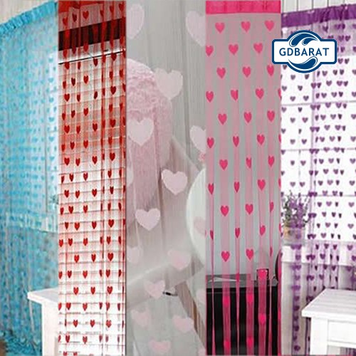 rèm cửa sổ Họa Tiết Trái Tim Phối Tua Rua Độc Đáo Tiện Dụng