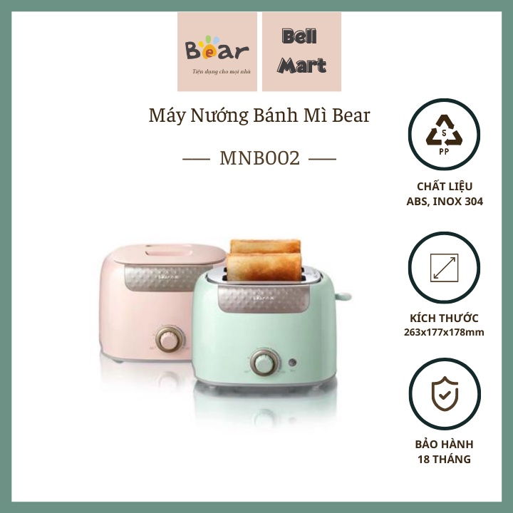 Máy Nướng Bánh Mì Bear Chính Hãng Dsl-601 - Kẹp Nướng Làm Bánh Mỳ Sandwich / Waffle / Bánh Quế - Bell Mart - MNB002