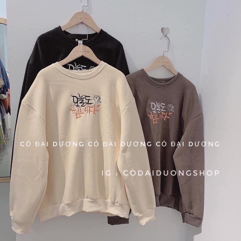 Áo swt nỉ da cá tàu chữ thêu sịn sò đủ màu HANA199 | BigBuy360 - bigbuy360.vn