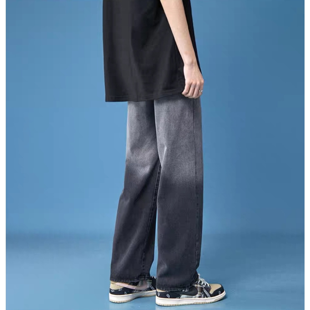 Quần jean nam baggy ống rộng wash 2 màu thời trang - quần bò nam - phong cách hàn quốc-Ống Suông Unisex