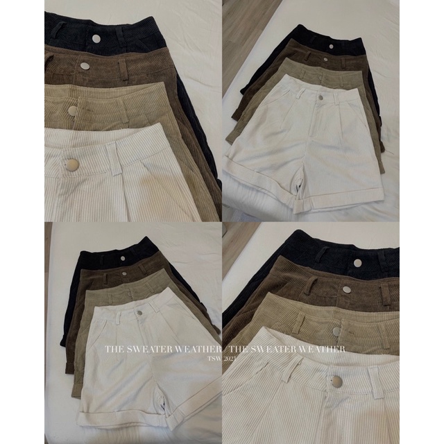 Quần short nhung tăm cạp cao gập gấu kèm belt ( Ảnh thật ) | BigBuy360 - bigbuy360.vn