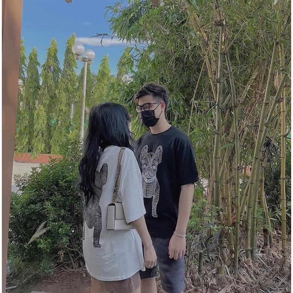 Áo thun nam nữ tay lỡ trắng đen 3D DOG LIFE WORK unisex dáng rộng basic, áo phông nam nữ mặc đôi siêu hót