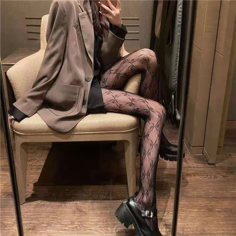 Quần Tất Lưới Xuyên Thấu Phong Cách Lolita Nhật Bản Cổ Điển Cho Nữ Vớ Lụa Ren Thêu Họa Tiết Mắt Xích