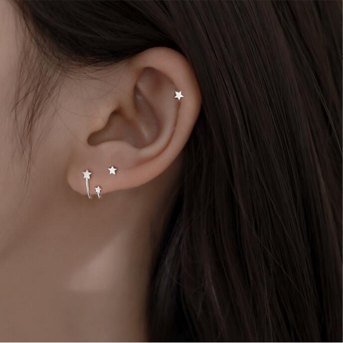 Đôi Bông Tai Mạ Bạc 925 Hình Ngôi Sao Thời Trang Dành Cho Nữ