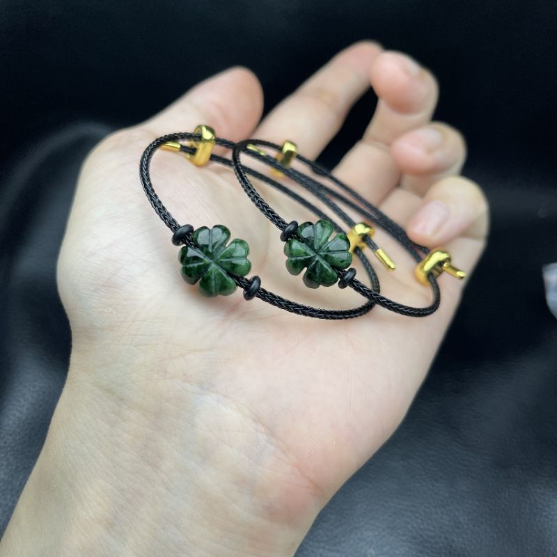 Vòng Tay Cỏ 4 Lá Đá Sơn Thuỷ ☯ Vòng Tay May Mắn ☯ May Mắn Tài Lộc Bình An