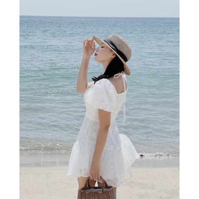 Cloudy Dress vải tơ ép trắng - Hàng chất lượng cao Jolie