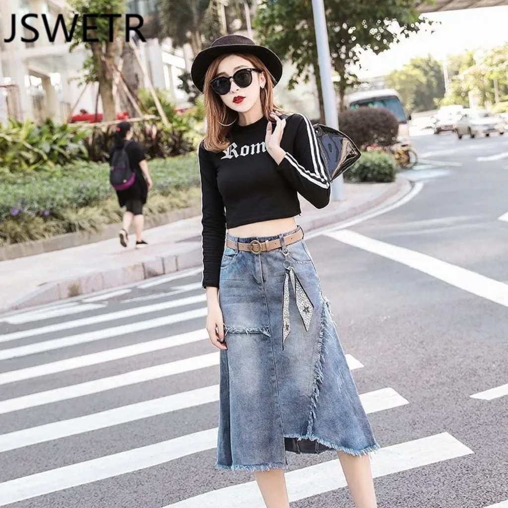 Chân Váy Denim Lưng Cao Siêu Đẹp Nước ngoài