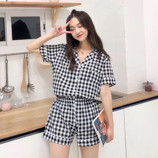 Bộ ngủ pijama caro hàng VNXK NoBrand