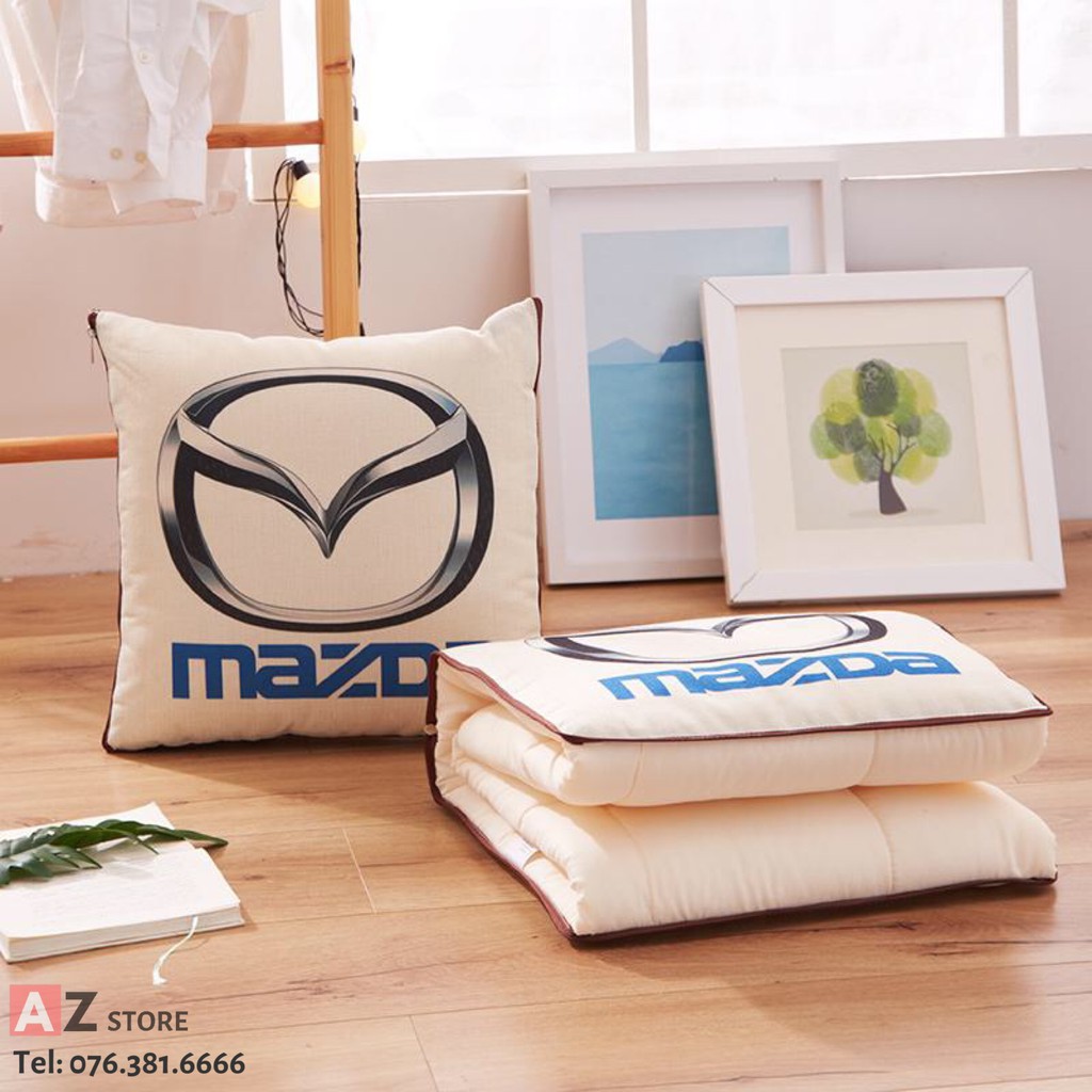 Gối và chăn (mền) 2 trong 1 (logo Mazda) - Sử dụng làm tựa lưng, chăn đắp văn phòng hoặc ô tô tiện dụng