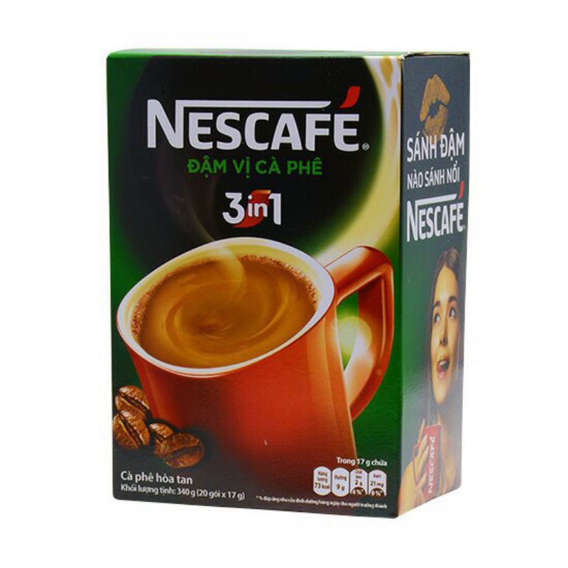 CAFE Hòa Tan NESCAFE ( XANH / ĐỎ ) 3 IN 1 . Hộp 20 gói ×17g .