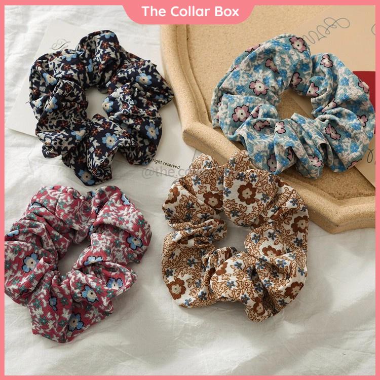 Dây buộc tóc Scrunchies vải thô hoa nhí - Mã SC023