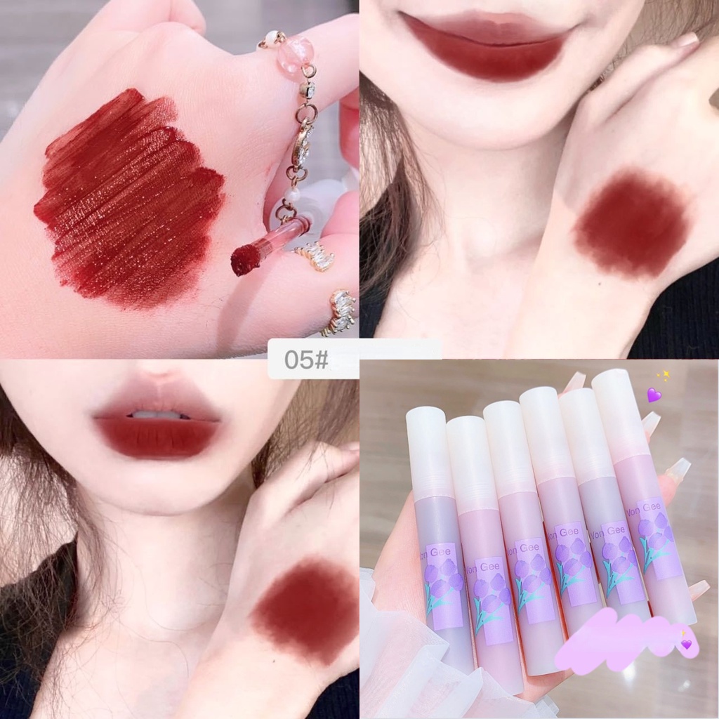 Von Gee Son Môi Chống Thấm Nước Lâu Trôi Màu Tím Hoa Tulip Nhung Mịn