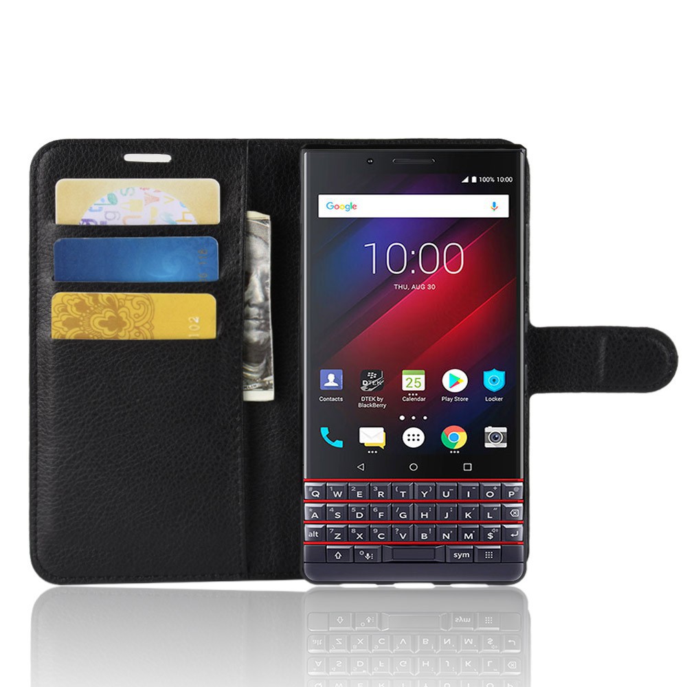 Bao da điện thoại dạng ví màu trơn cho BlackBerry Key 2 LE/Key2 Lite
