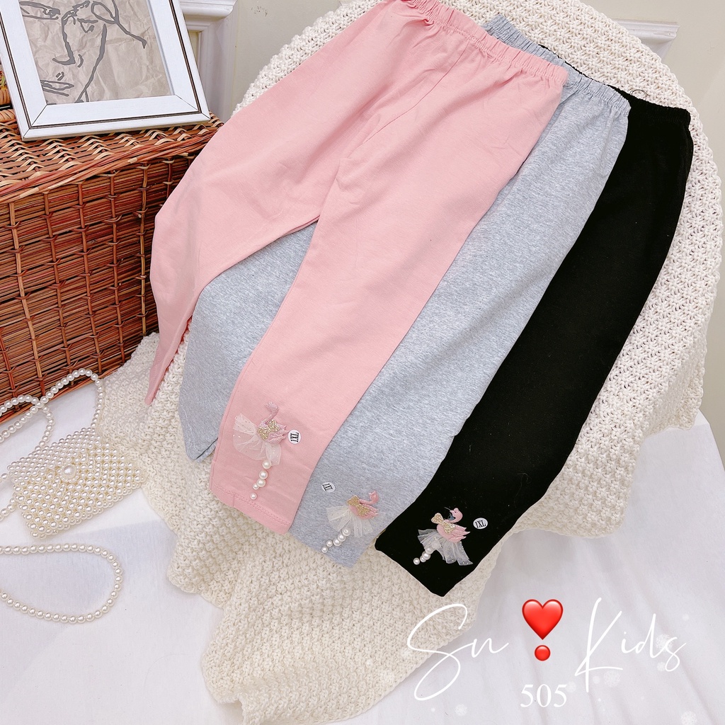 (18-32kg ) Quần legging bé gái giữ nhiệt chất cotton len dày dặn co giãn size nhí