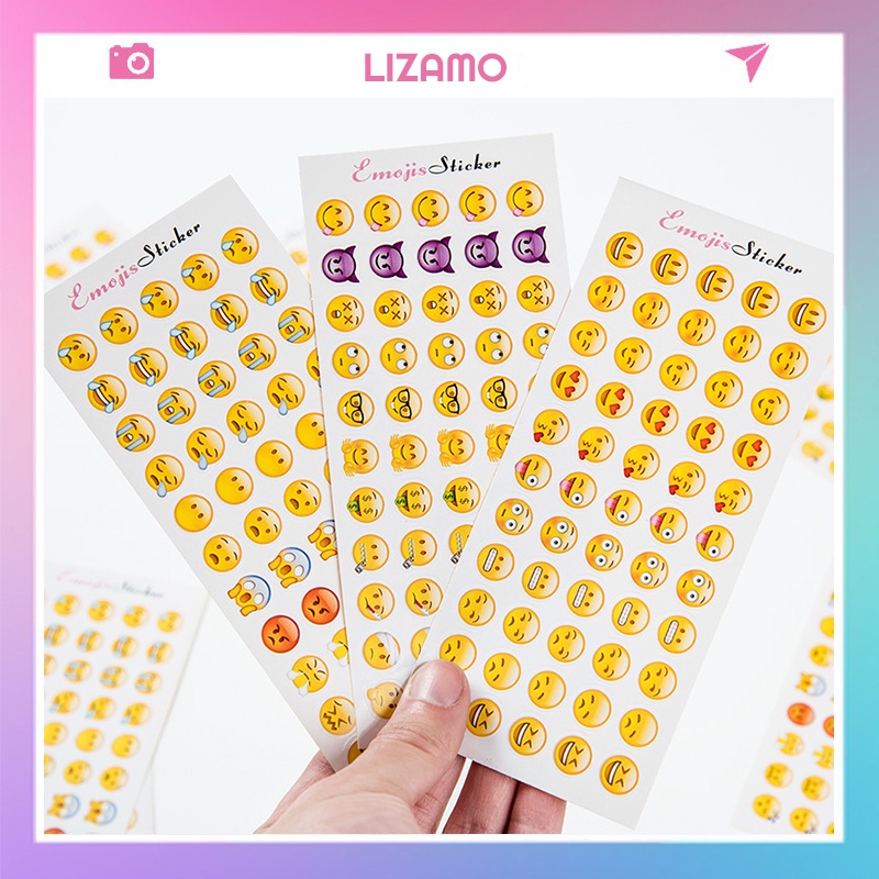 Sticker hình dán mặt cười Emoji nhiều biểu cảm in hình nổi 3D cute dễ thương LIZAMO ST154