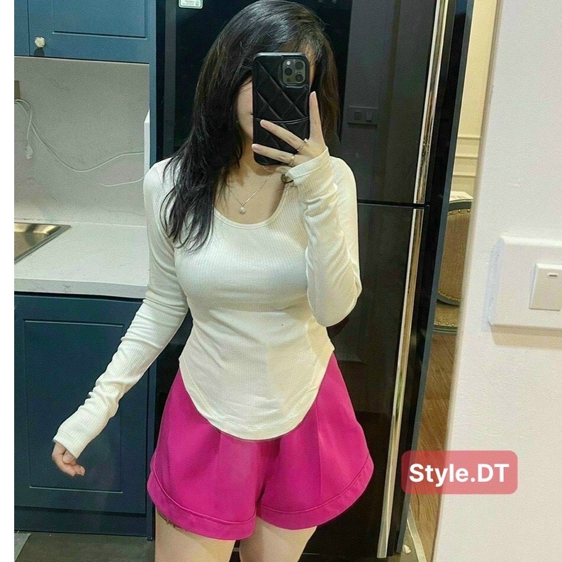 Áo Thun Dài Tay Vạt Bầu len tăm,Áo Dài Tay Nữ áo kiểu | BigBuy360 - bigbuy360.vn