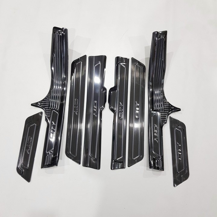 Ốp Bậc Cửa, Nẹp Bước Chân Ngoài Xe Honda City 2014 đến 2022 Mẫu Titan Cao Cấp + tặng keo trợ dính