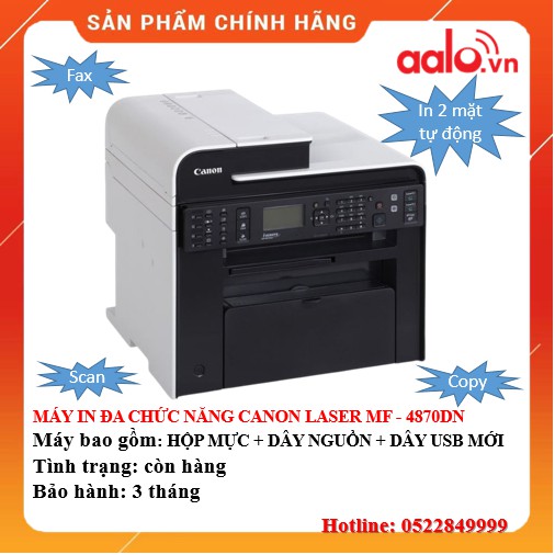 MÁY IN ĐA CHỨC NĂNG CANON LASER MF 4870DN ĐÃ QUA SỬ DỤNG AALO.VN