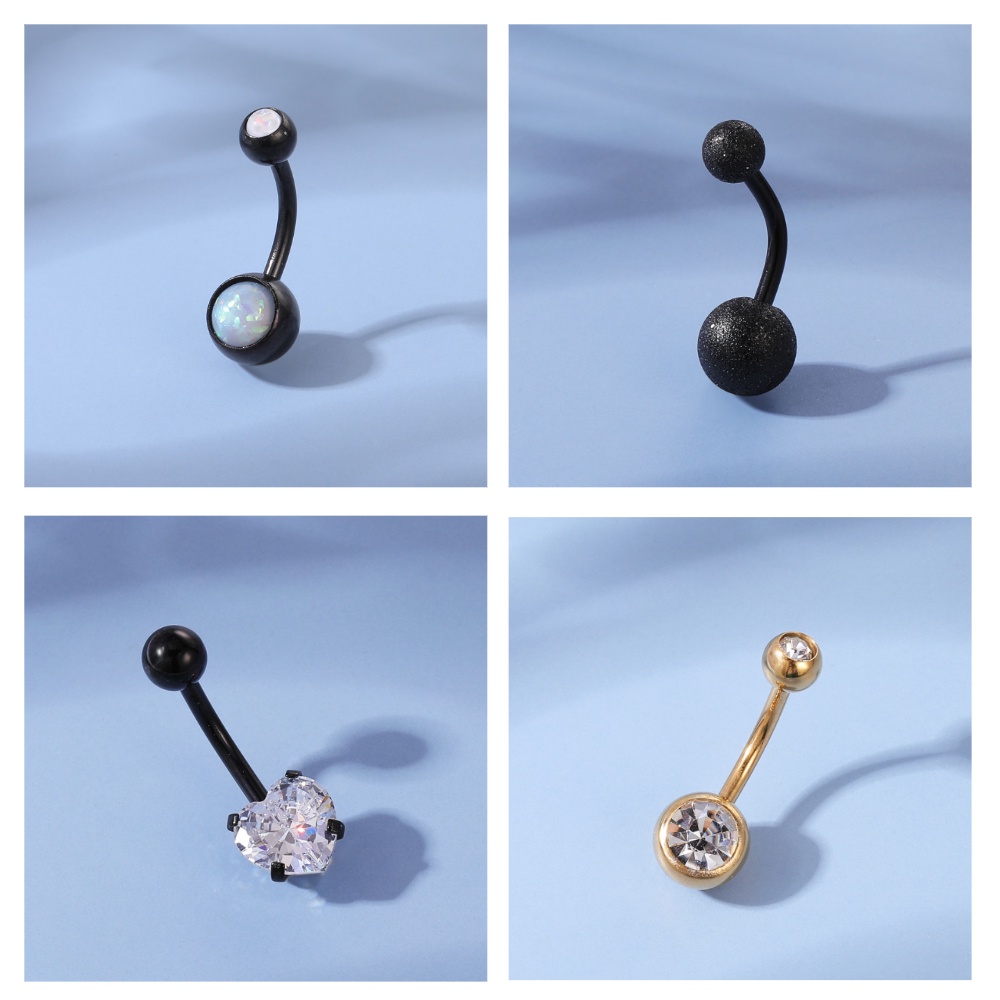 Khuyên rốn thép không gỉ 316L 4 màu đính đá đẹp mắt