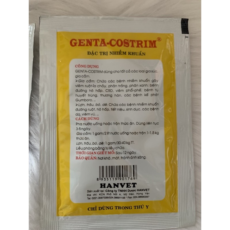 Combo Hamcoli + genta + anti gum 10g - phân xanh, phân trắng, phân vàng... dùng tốt cho gà, vịt, ngan, heo, trâu, bò