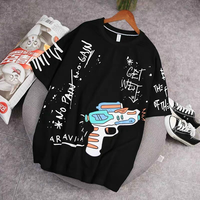 Áo thun tay lỡ form rộng unisex nam nữ mặc đẹp in hình 2 mặt cá tính 2 màu đen,trắngT33 - Sung