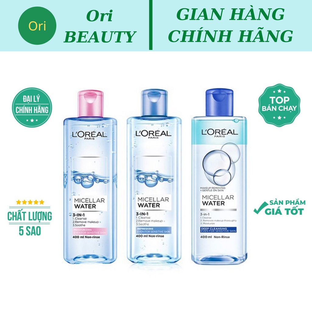 Nước Tẩy Trang L'Oreal 3 In 1 Micellar Làm Sạch Sâu (400ml)