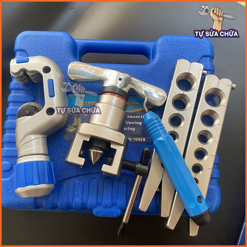 Bộ loe ống đồng lệch tâm chính hãng DUNEX cao cấp CT-N806AM-L 6 PC: đầu loe 45 độ , dao cắt, thanh kẹp ống, cạo ba via