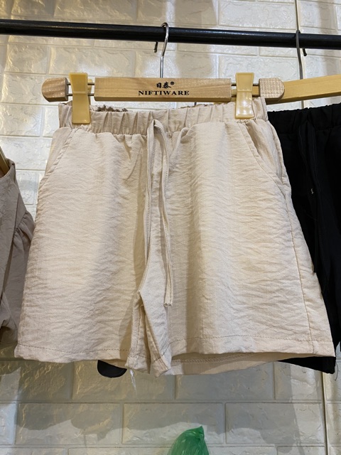 Quần sooc cạp chun chất đũi - ảnh thật | BigBuy360 - bigbuy360.vn