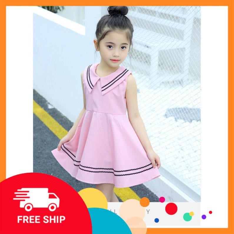 Váy đầm bé gái cổ hải quân điệu đà màu hồng - HG055 - Sale